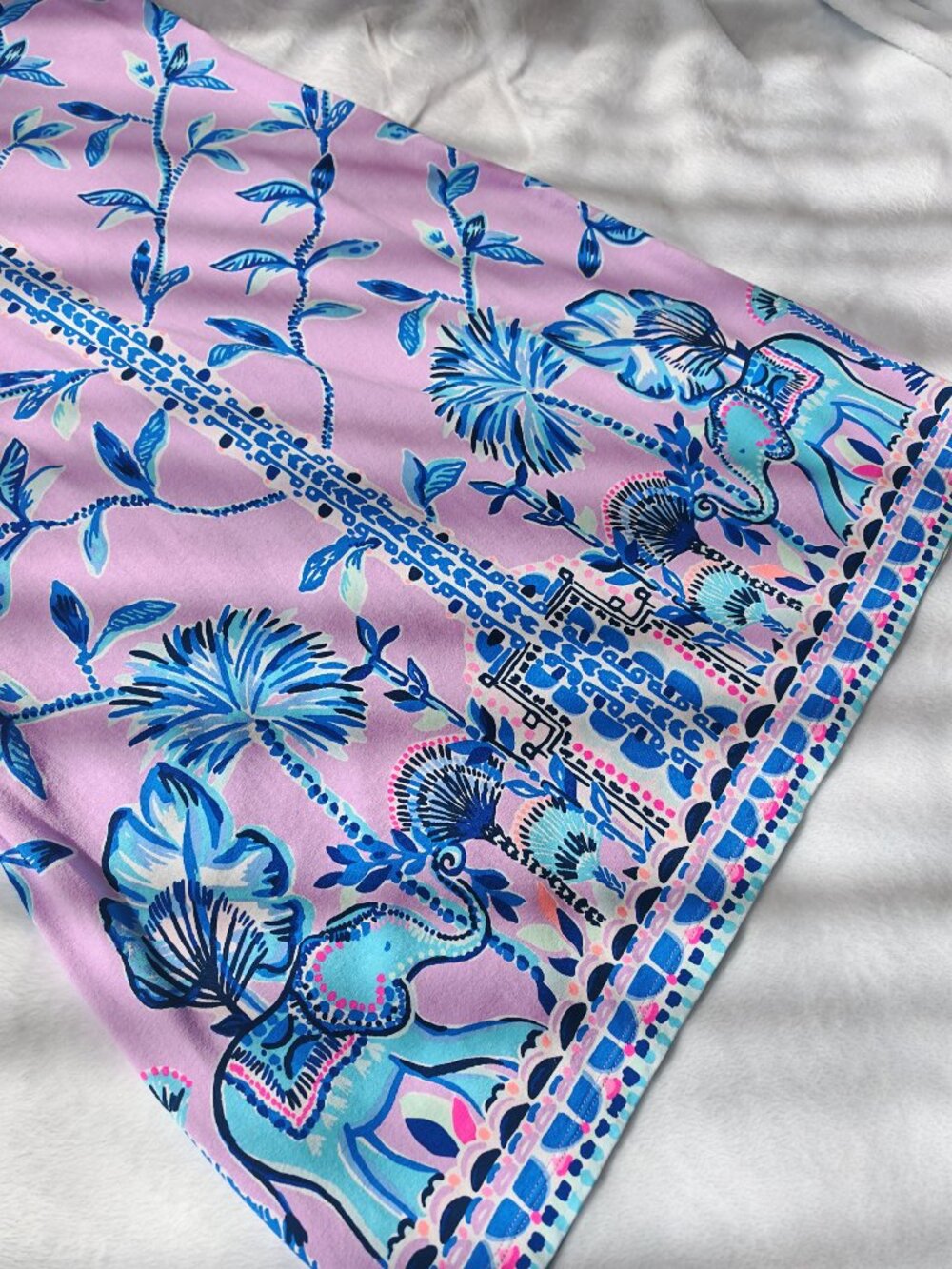 Lilly Pulitzer Elephant Print Dress Pink Blue Palm Shift Mini Size L - Picture 6 of 13